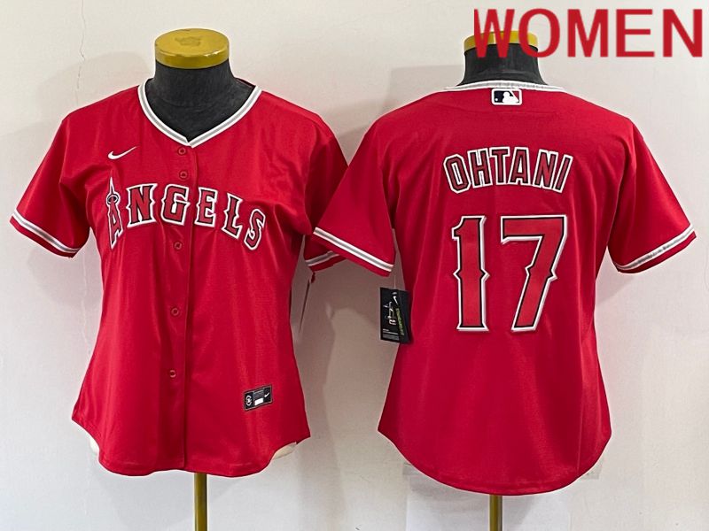 Cheap Women Los Angeles Angels 17 Ohtani Red Game Nike 2022 MLB Jersey